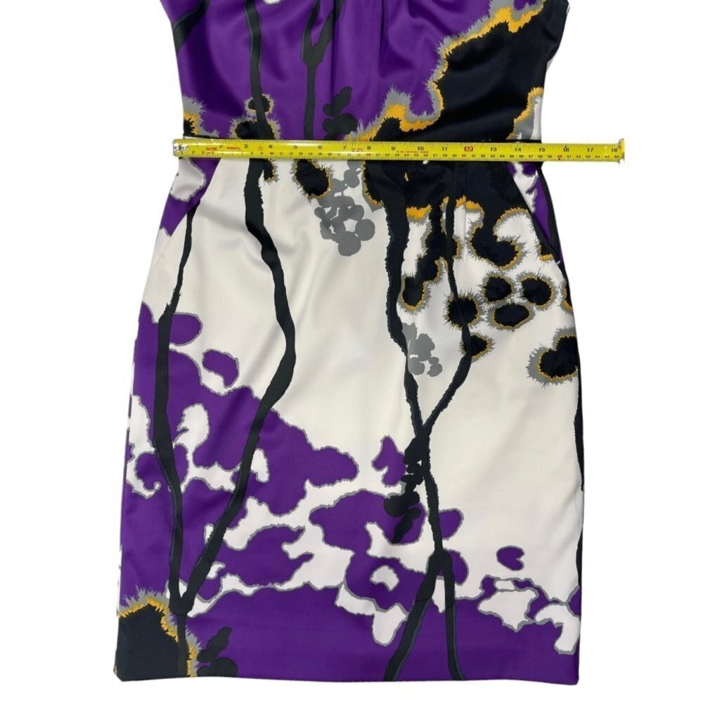 T TAHARI‎ "Jocelin" Luxurious Matte Satin Sheath Dress Bust 34" White Purple - Picture 12 of 15